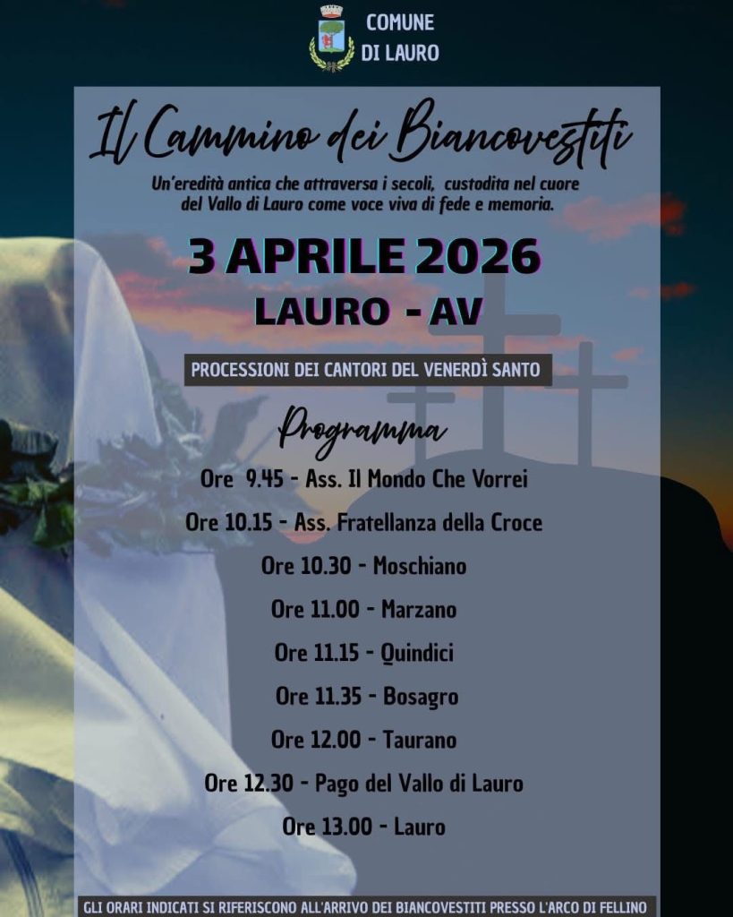 Lauro, torna il “Cammino dei Biancovestiti”: fede e tradizione per il Venerdì Santo