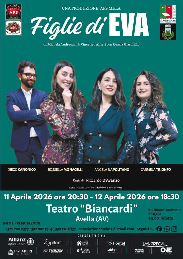 Avella, successo per la rassegna “Anteprima di Teatro sotto le Stelle”: in scena la Compagnia MELA con “Figlie di EVA” Avella, successo per la rassegna “Anteprima di Teatro sotto le Stelle”: in scena la Compagnia MELA con “Figlie di EVA”