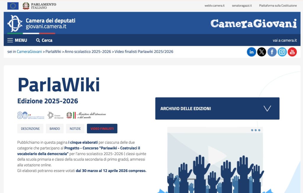 BAIANO SPERONE. Classi quinte finaliste nazionali al concorso “Parlawiki – Costruisci il vocabolario della democrazia”, promosso dalla Camera dei Deputati. BAIANO SPERONE. Classi quinte finaliste nazionali al concorso “Parlawiki – Costruisci il vocabolario della democrazia”, promosso dalla Camera dei Deputati.