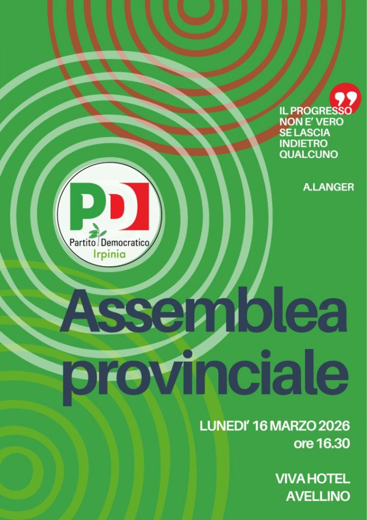 Avellino, il Partito Democratico riunisce l’Assemblea provinciale: lunedì elezione del segretario Marco Santo Alaia