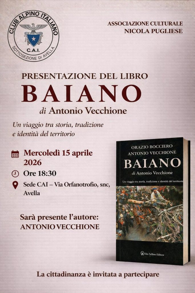 Avella, il 15 aprile la presentazione del libro “Baiano” di Antonio Vecchione