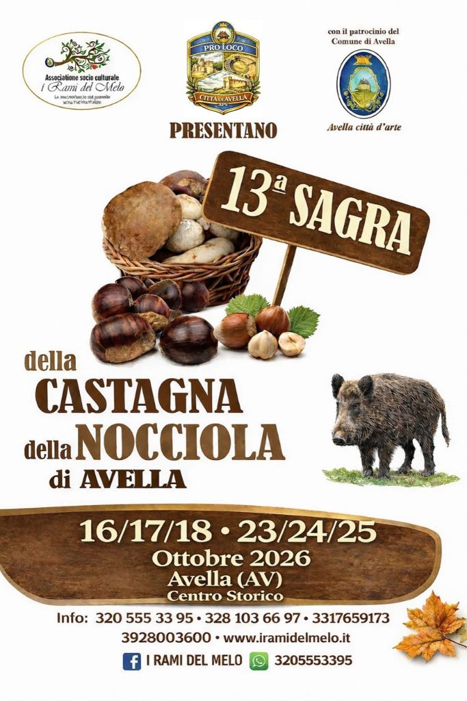 Avella, torna la Sagra della Castagna e della Nocciola: appuntamento a ottobre nel centro storico