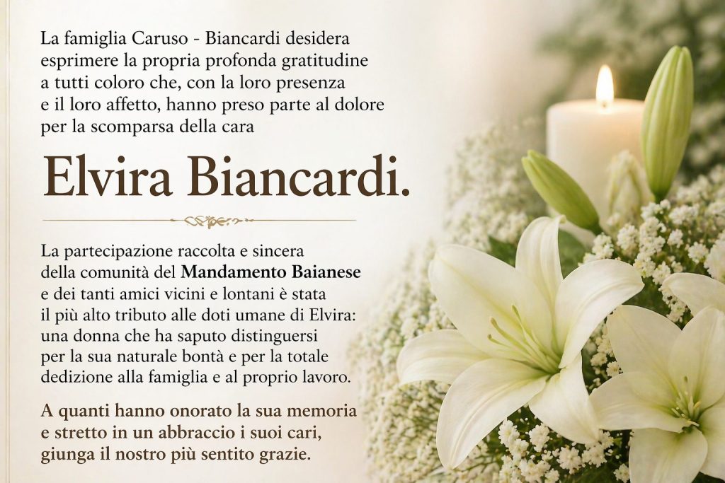 Mugnano del Cardinale   Lutto Elvira Biancardi, la famiglia Caruso   Biancardi ringrazia