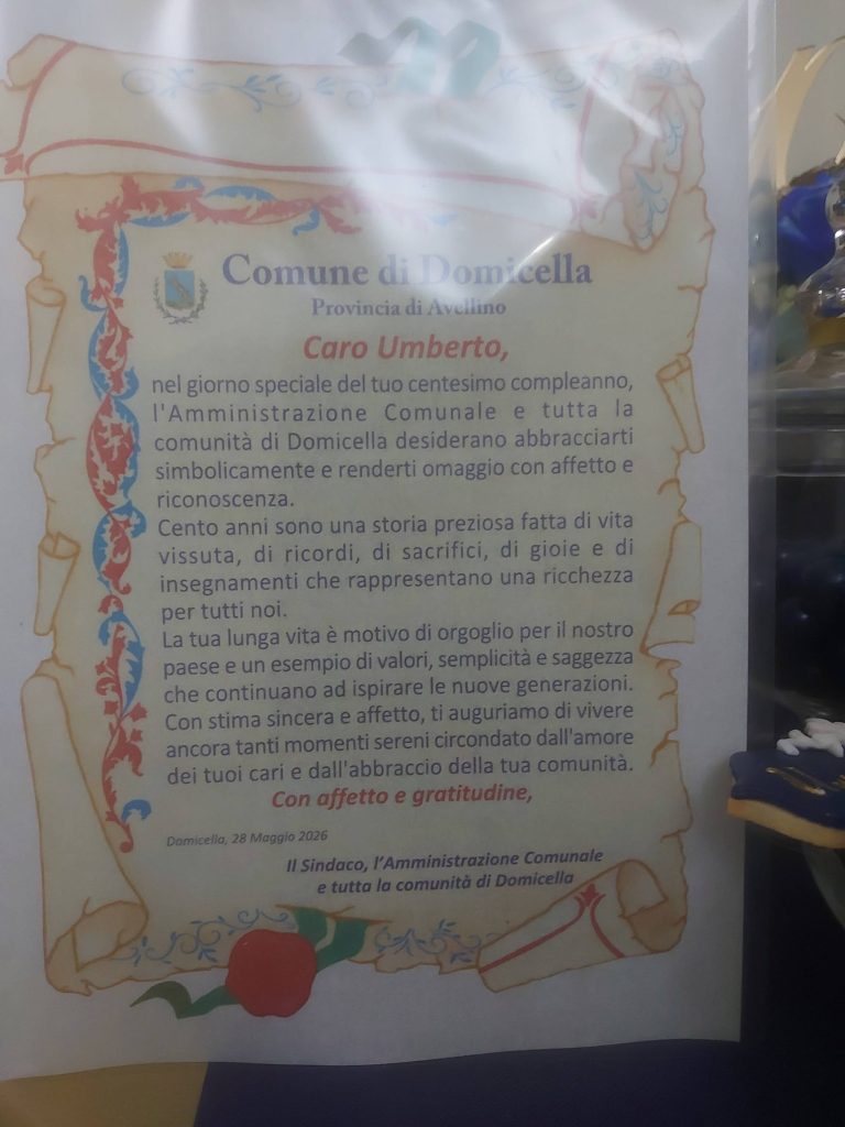 Domcella festeggia i 100 anni di Umberto Iovio: un secolo di memoria, valori e comunità Domcella festeggia i 100 anni di Umberto Iovio: un secolo di memoria, valori e comunità