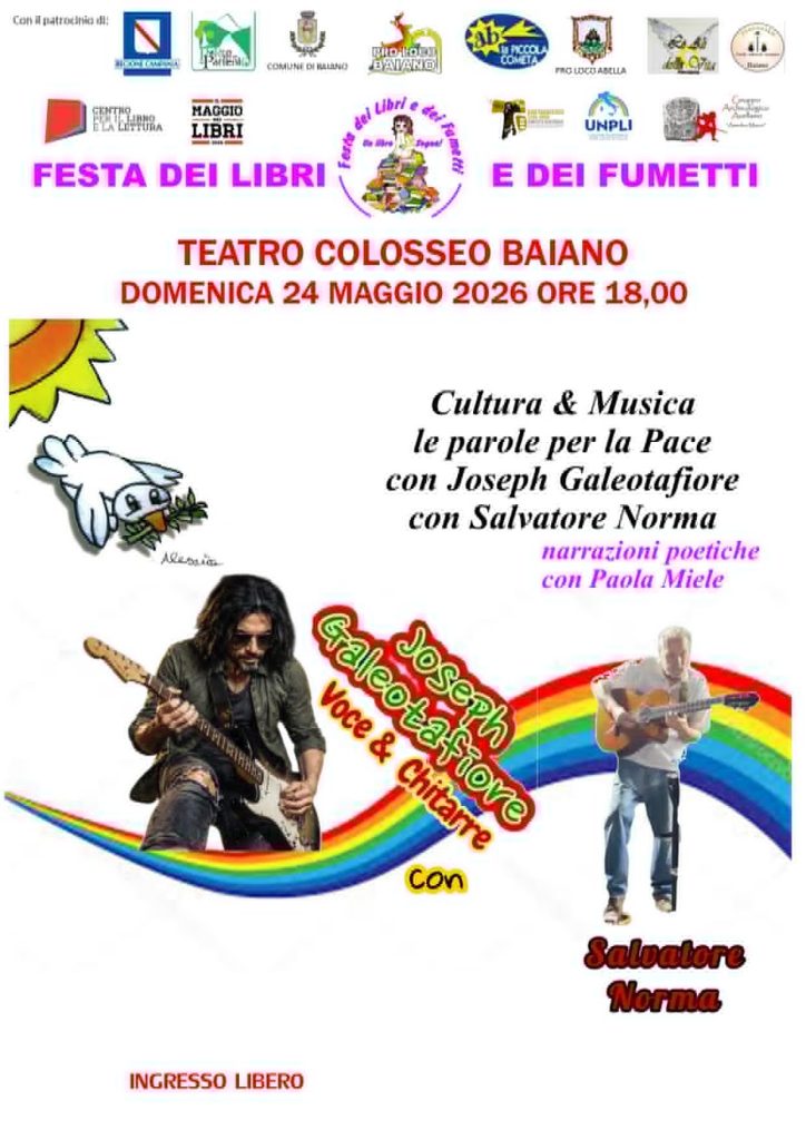 Cultura & Musica, parole per la Pace con Joseph Galeotafiore e Salvatore Norma, con le narrazioni della poetessa Paola Miele