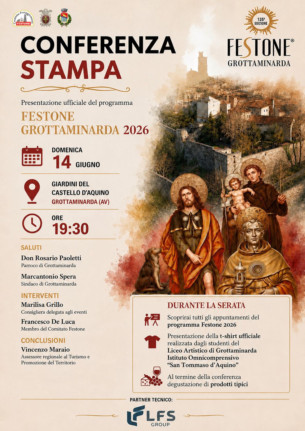 Festone Grottaminarda 2026: domenica 14 giugno la presentazione ufficiale della 135ª edizione Festone Grottaminarda 2026: domenica 14 giugno la presentazione ufficiale della 135ª edizione