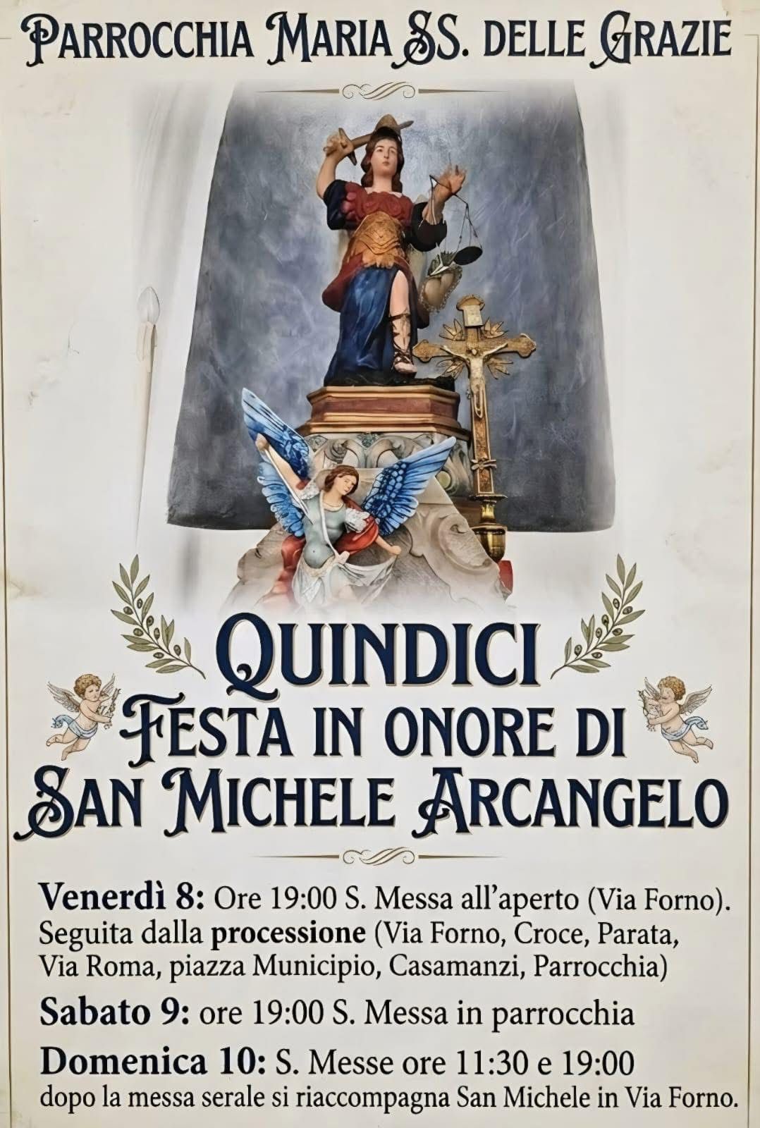 Quindici, al via i festeggiamenti in onore di San Michele Arcangelo: ecco il programma religioso Quindici, al via i festeggiamenti in onore di San Michele Arcangelo: ecco il programma religioso