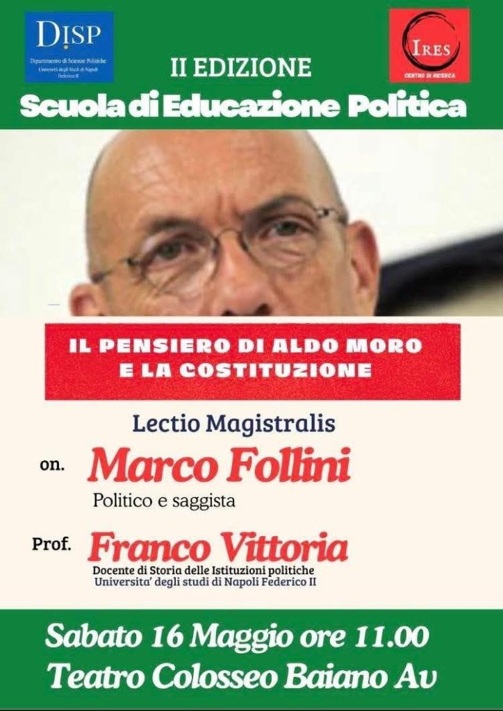 Baiano, al Teatro Colosseo incontro sul pensiero di Aldo Moro con Marco Follini