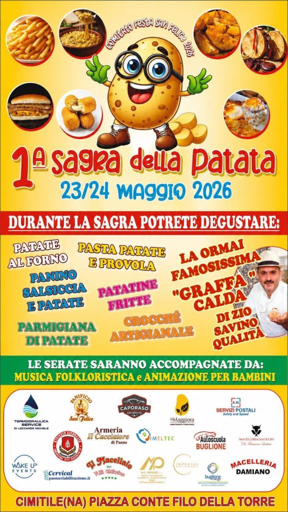 Cimitile, arriva la prima “Sagra della Patata”: due serate tra gusto, musica e tradizione