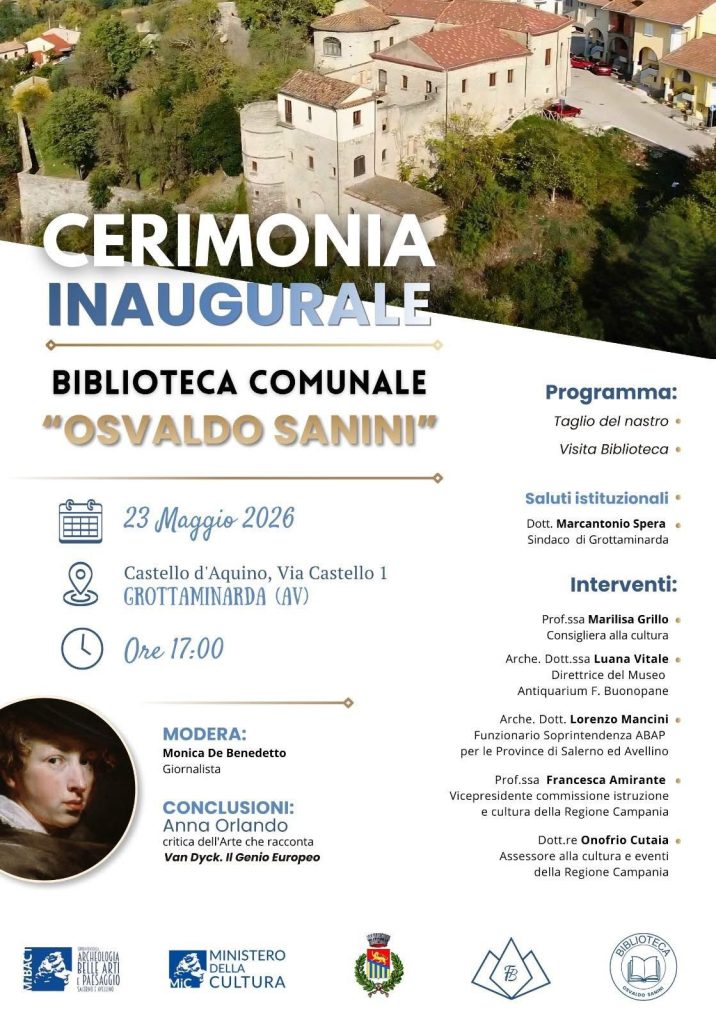 Grottaminarda, il 23 maggio inaugura la Biblioteca Comunale “Osvaldo Sanini”
