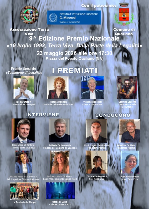 QUALIANO (NA) 9^ edizione Premio Nazionale “19 luglio 1992, Terra Viva, dalla parte della legalità” QUALIANO (NA) 9^ edizione Premio Nazionale “19 luglio 1992, Terra Viva, dalla parte della legalità”