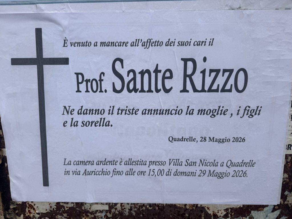 Mugnano del Cardinale in lutto per la scomparsa del professor Sante Rizzo Mugnano del Cardinale in lutto per la scomparsa del professor Sante Rizzo