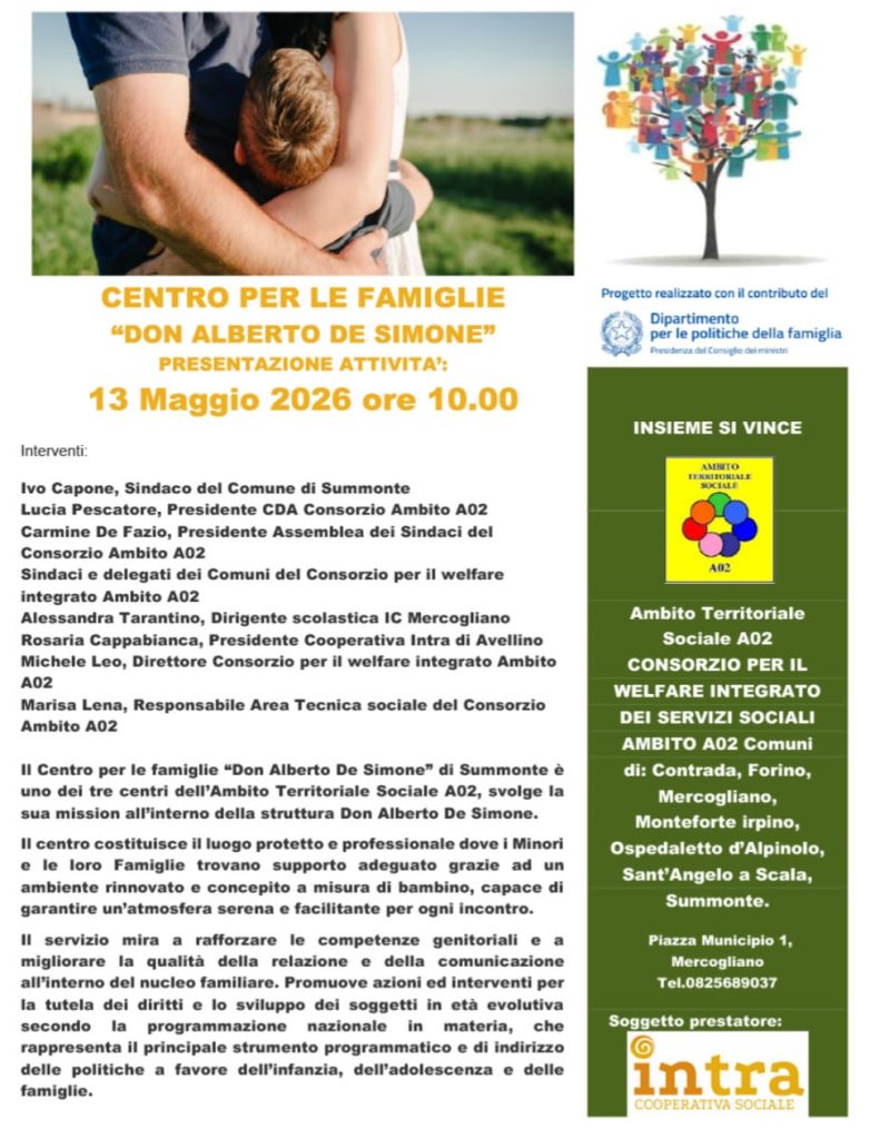 Attivazione Centro per le Famiglie Don Alberto De Simone di Summonte