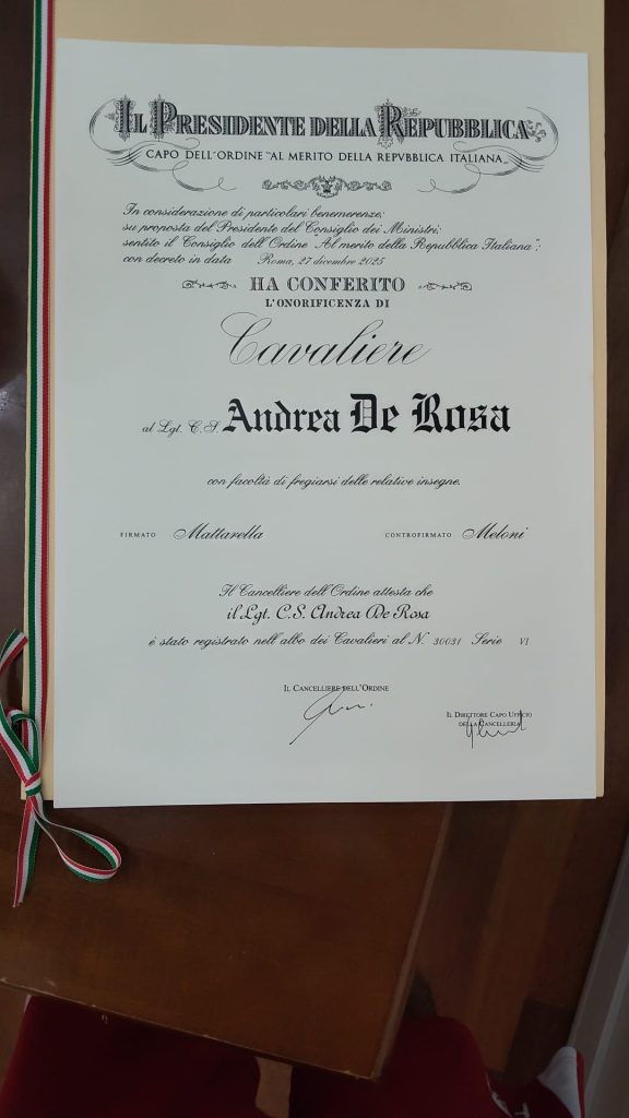 Da Mugnano del Cardinale ai vertici della Guardia di Finanza: il Luogotenente Andrea De Rosa nominato Cavaliere della Repubblica
