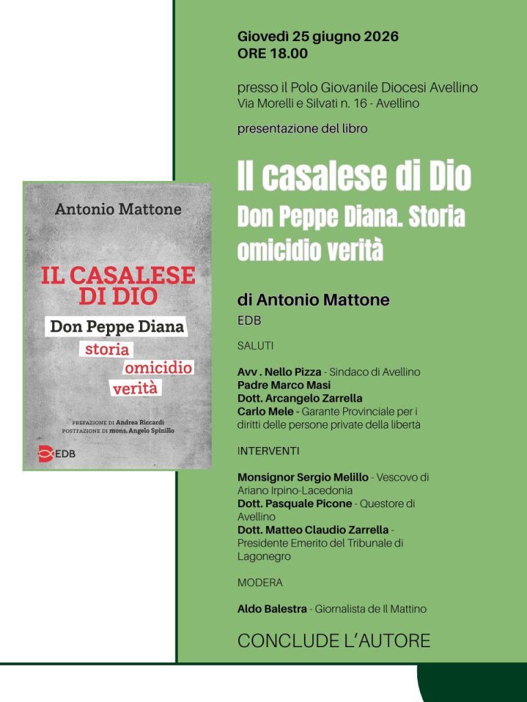 Avellino, presentazione del libro su Don Peppe Diana: Antonio Mattone racconta storia, omicidio e ricerca della verità
