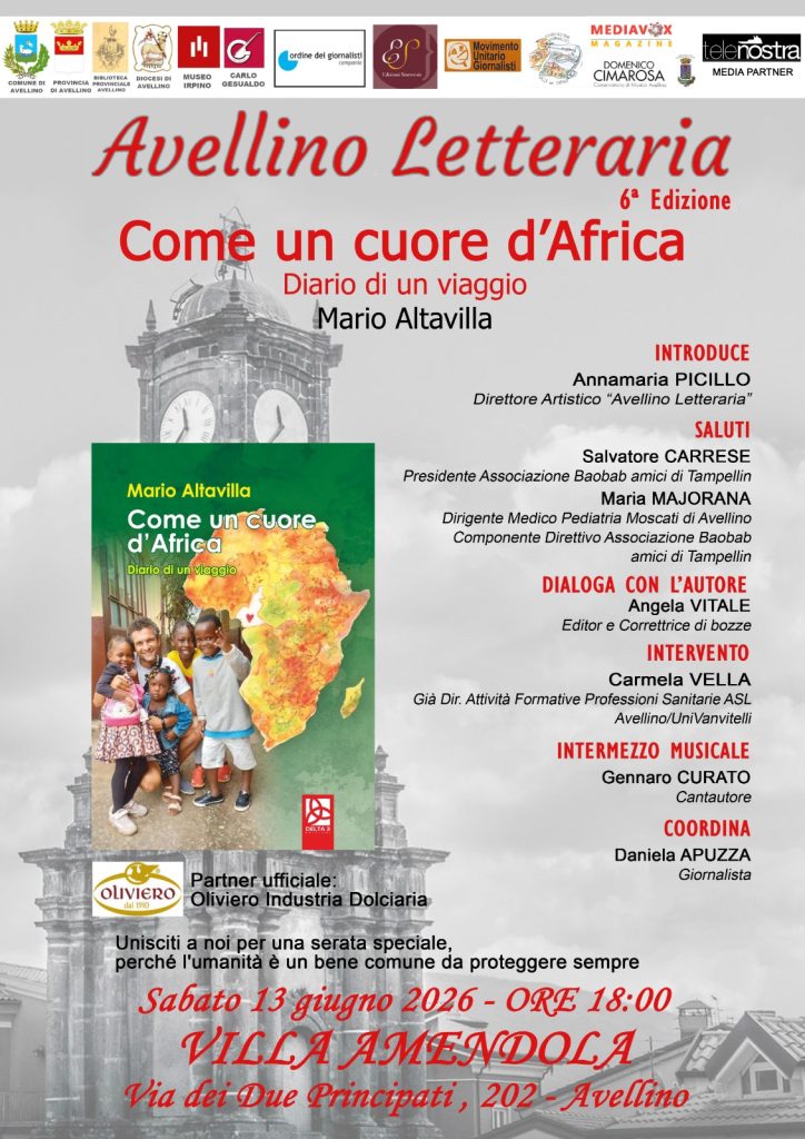 “Come un cuore d’Africa” ad Avellino letteraria.  “Unisciti a noi per una serata speciale, perché l’umanità è un bene comune da proteggere sempre”