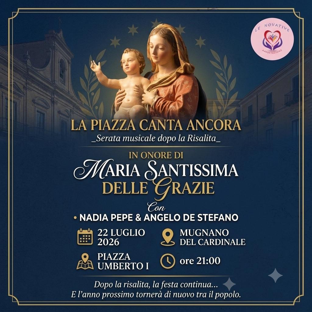 Mugnano del Cardinale, dopo la risalita al trono la festa continua: questa sera “La Piazza Canta Ancora” Mugnano del Cardinale, dopo la risalita al trono la festa continua: questa sera “La Piazza Canta Ancora”