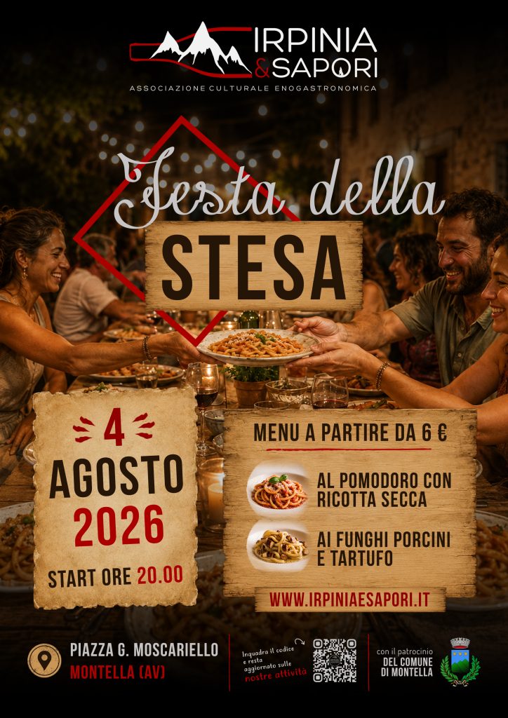 A Montella torna la Festa della Stesa: il 4 agosto la quinta edizione dedicata ai sapori della tradizione