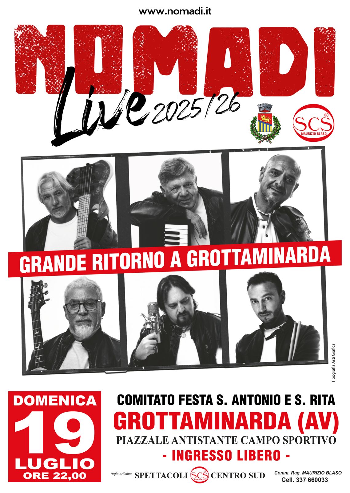 Grottaminarda, torna la magia dei Nomadi: domenica sera il grande concerto gratuito per la Festa della Cappelluzza Grottaminarda, torna la magia dei Nomadi: domenica sera il grande concerto gratuito per la Festa della Cappelluzza