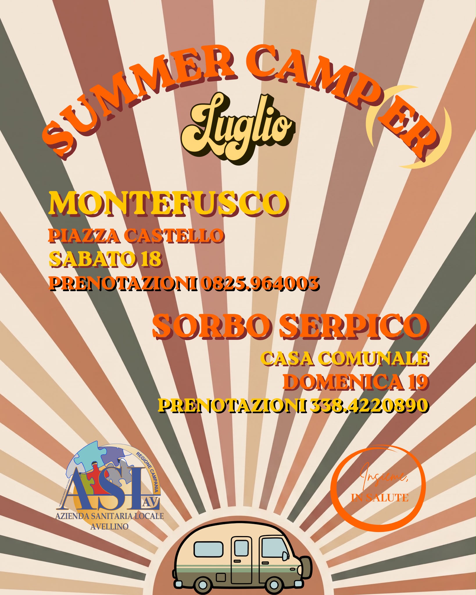 Summer Camp (er), i camper dell’Asl Avellino tornano in piazza a Montefusco e Sorbo Serpico Summer Camp (er), i camper dell’Asl Avellino tornano in piazza a Montefusco e Sorbo Serpico