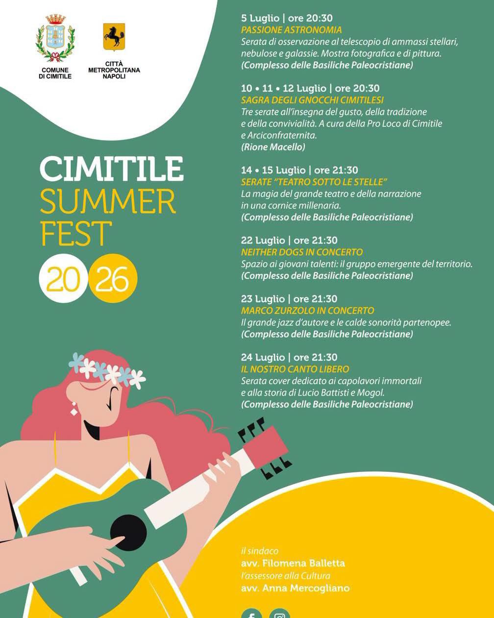 Cimitile Summer Fest 2026, al via un’estate di cultura, musica e spettacoli nella magia delle Basiliche Paleocristiane Cimitile Summer Fest 2026, al via un’estate di cultura, musica e spettacoli nella magia delle Basiliche Paleocristiane