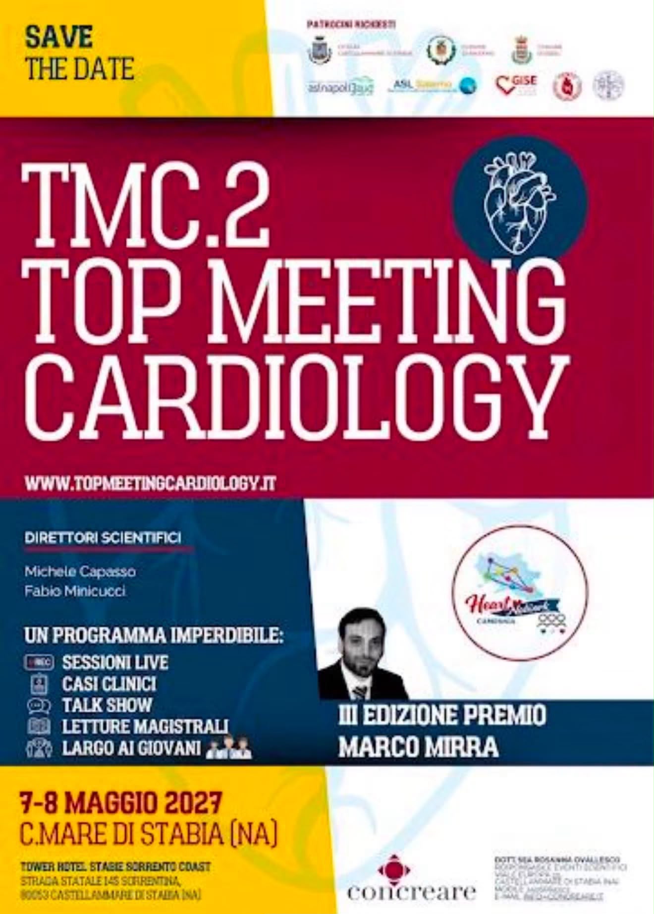 TMC.2 – Castellammare di Stabia capitale della cardiologia: appuntamento il 7 e 8 maggio 2027 TMC.2 – Castellammare di Stabia capitale della cardiologia: appuntamento il 7 e 8 maggio 2027
