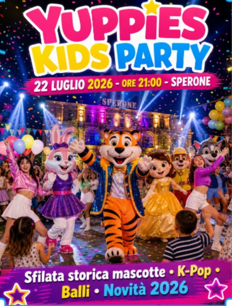 Mercoledì 22 luglio arriva lo Yuppies Kid’s Party a S. Elia Sperone: divertimento gratuito per tutta la famiglia Mercoledì 22 luglio arriva lo Yuppies Kid’s Party a S. Elia Sperone: divertimento gratuito per tutta la famiglia