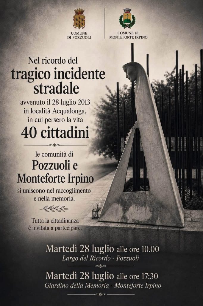 Monteforte Irpino ricorda le vittime della tragedia di Acqualonga: martedì la cerimonia al Giardino della Memoria Monteforte Irpino ricorda le vittime della tragedia di Acqualonga: martedì la cerimonia al Giardino della Memoria