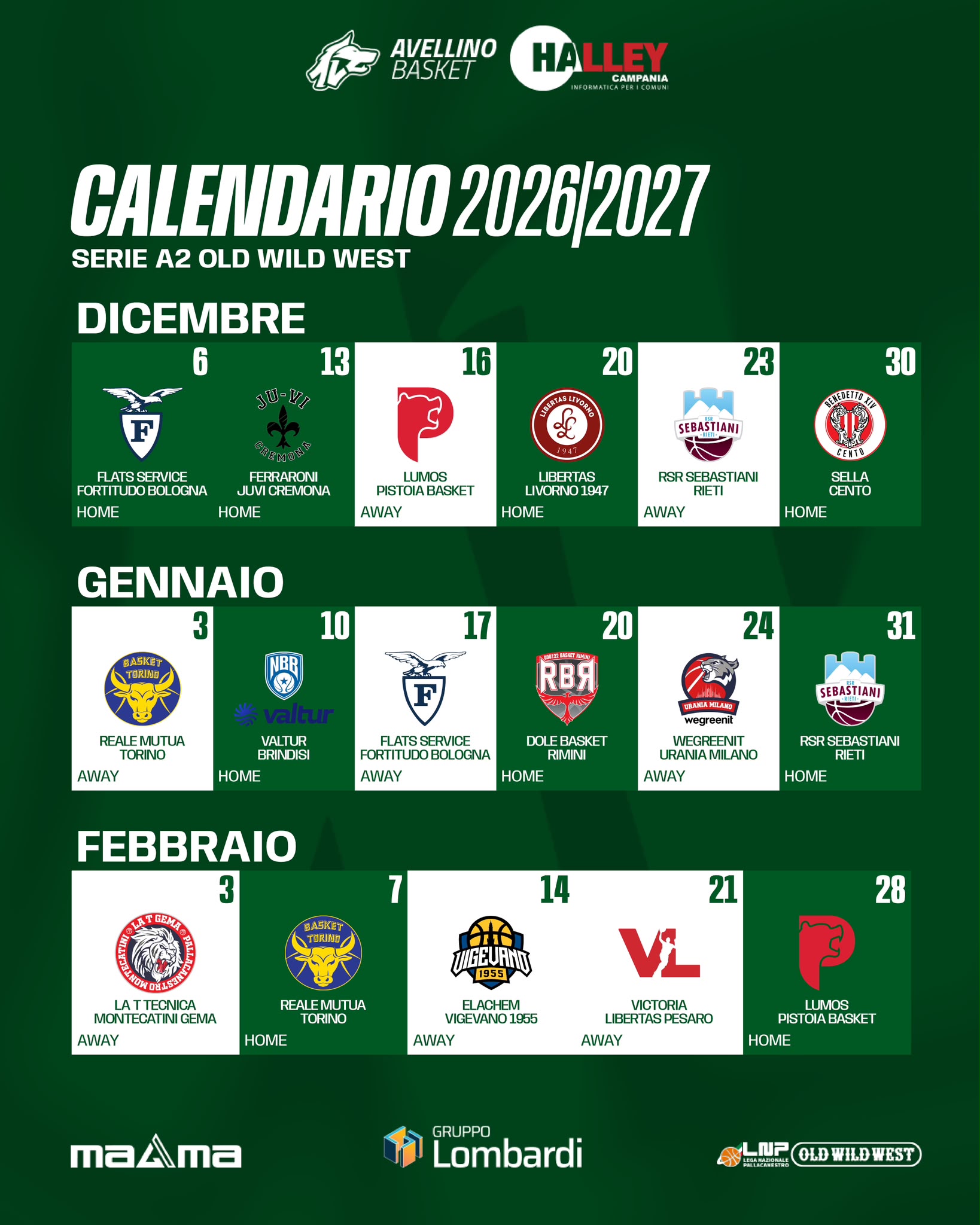 Avellino Basket, svelato il calendario della Serie A2: debutto in casa con Vigevano, chiusura a Livorno Avellino Basket, svelato il calendario della Serie A2: debutto in casa con Vigevano, chiusura a Livorno