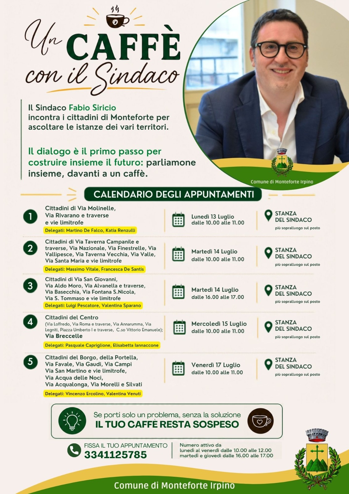 Monteforte Irpino, il Comune si avvicina ai cittadini: arrivano i Consigli comunali itineranti e i consiglieri di quartiere Monteforte Irpino, il Comune si avvicina ai cittadini: arrivano i Consigli comunali itineranti e i consiglieri di quartiere