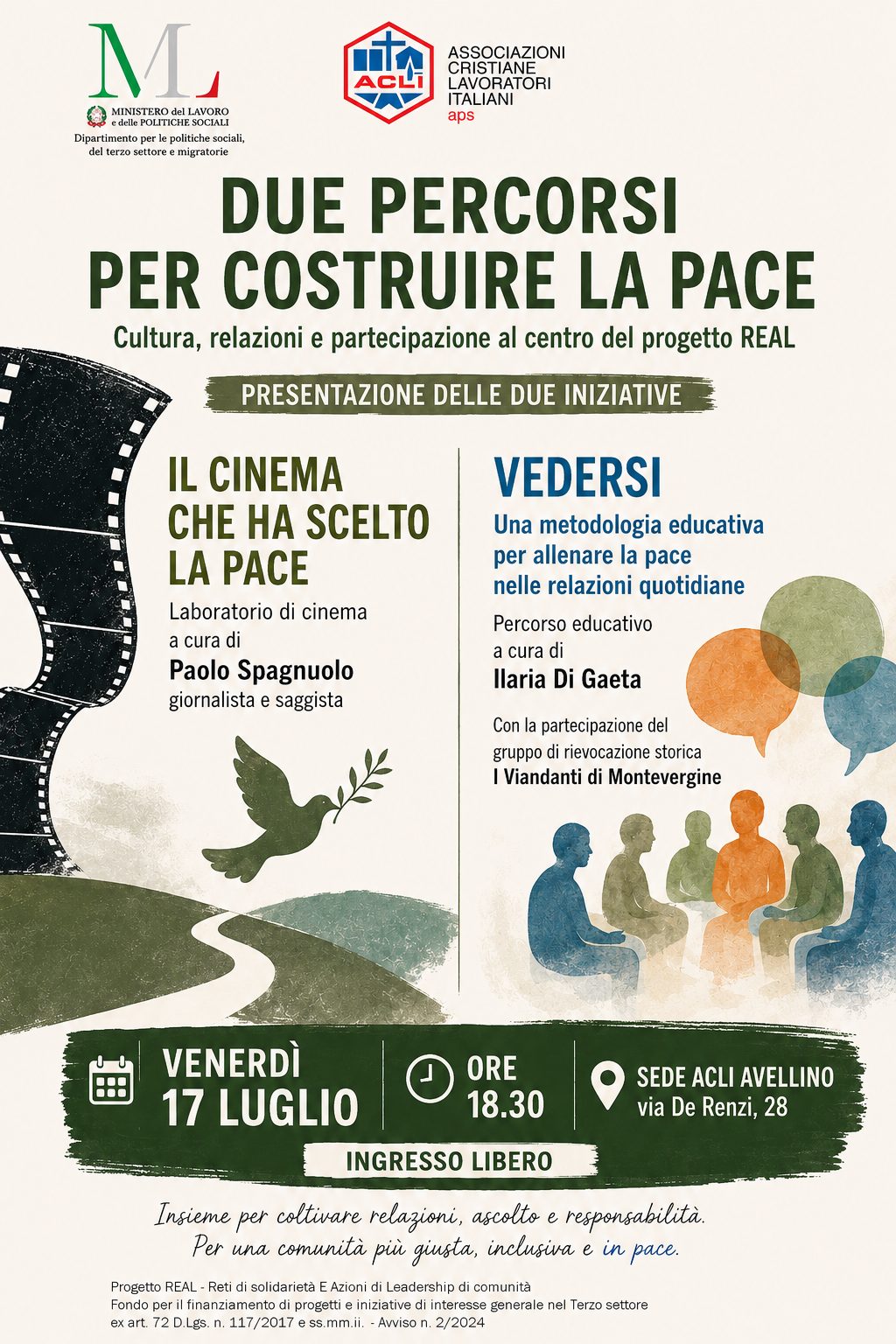 ACLI Avellino, progetto REAL: cinema ed educazione alla pace per costruire comunità più inclusive ACLI Avellino, progetto REAL: cinema ed educazione alla pace per costruire comunità più inclusive