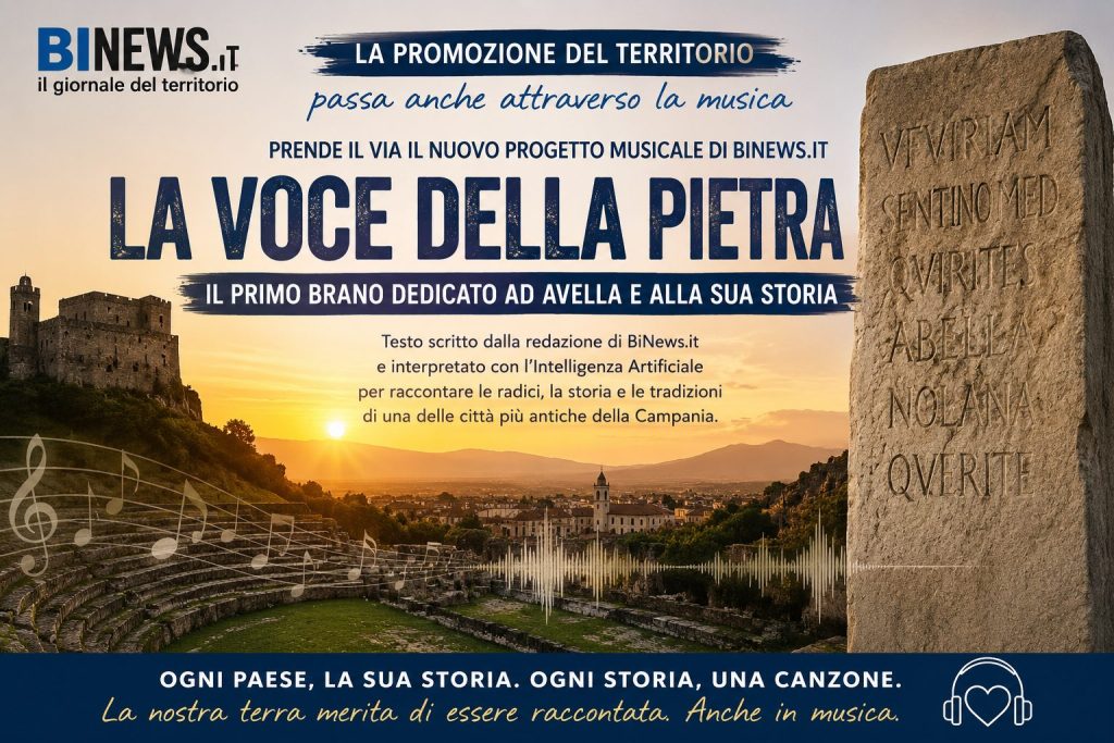 BiNews.it racconta il territorio anche in musica: oggi nasce “La Voce della Pietra”, il primo brano dedicato ad Avella e alla sua storia BiNews.it racconta il territorio anche in musica: oggi nasce “La Voce della Pietra”, il primo brano dedicato ad Avella e alla sua storia
