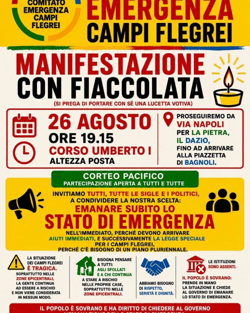 Campi Flegrei, il 26 la manifestazione per strappare il territorio al buio delle Istituzioni Campi Flegrei, il 26 la manifestazione per strappare il territorio al buio delle Istituzioni