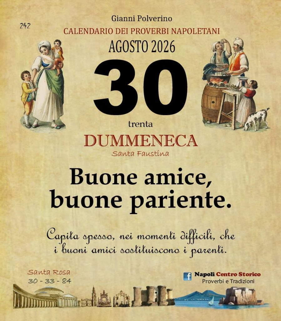 O PRUVERBIO D O JUORNO. Domenica 30 agosto 2026