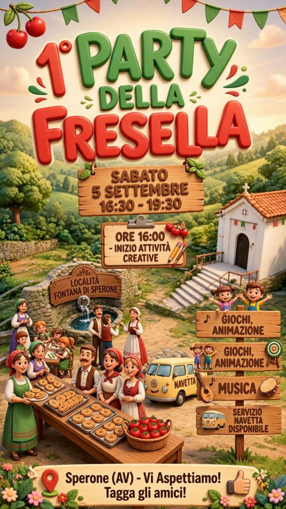 Sperone: Il 1° Party della Fresella alla Fontana di Sperone, sabato 5  settembre dalle ore 16,30 Peppino Caramiello e un gruppo di amici  hanno organizzato un evento che ci riporta alla bellezza e alla  semplicità delle nostre radici.