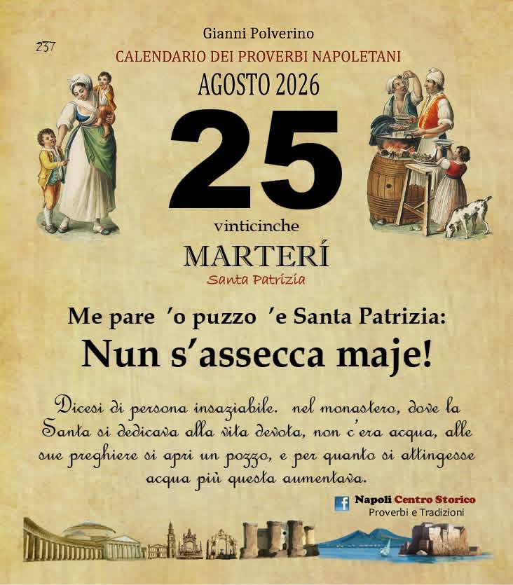 O PRUVERBIO D O JUORNO. Martedì 25 agosto 2026 O PRUVERBIO D O JUORNO. Martedì 25 agosto 2026