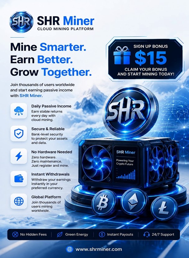 SHR Miner ha lanciato un servizio gratuito di cloud mining per i possessori di BTC, XRP ed ETH, offrendo guadagni giornalieri di 10.700$ o più SHR Miner ha lanciato un servizio gratuito di cloud mining per i possessori di BTC, XRP ed ETH, offrendo guadagni giornalieri di 10.700$ o più
