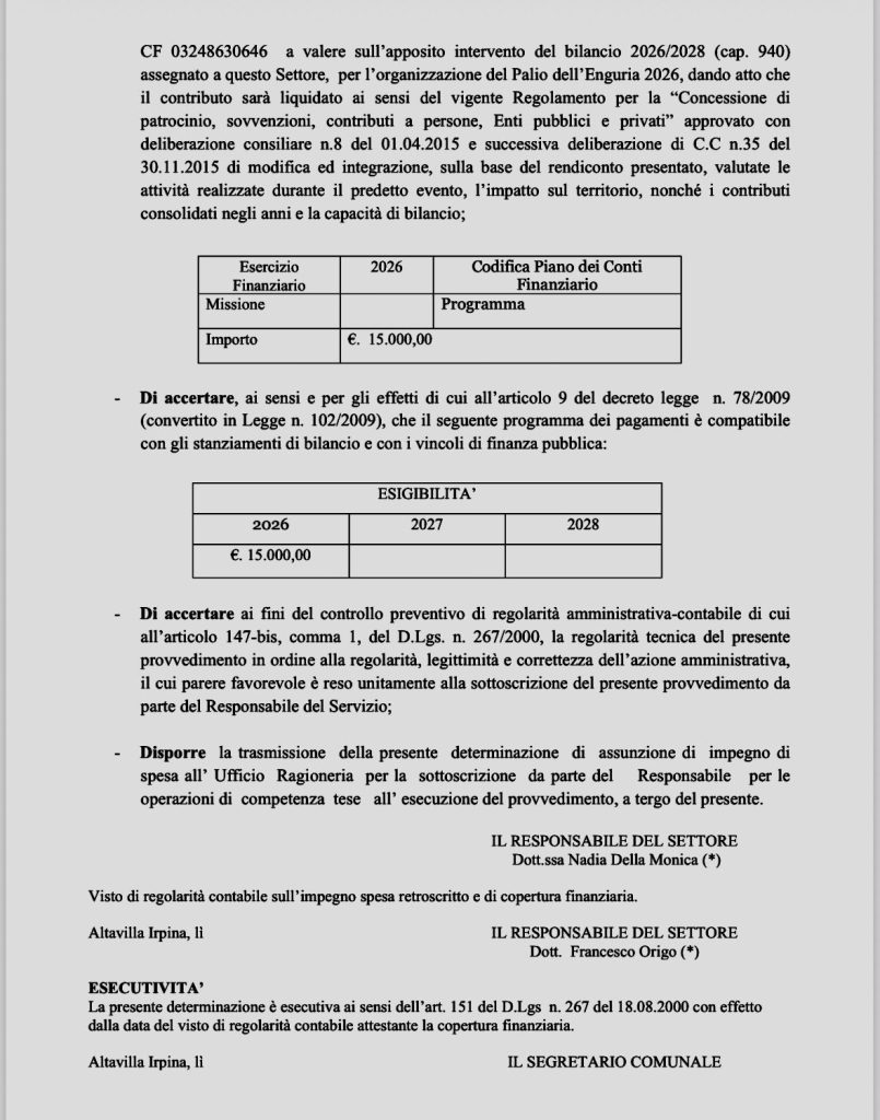 Palio dell’Anguria e Centro Estivo, il Comune di Altavilla Irpina approva due impegni di spesa