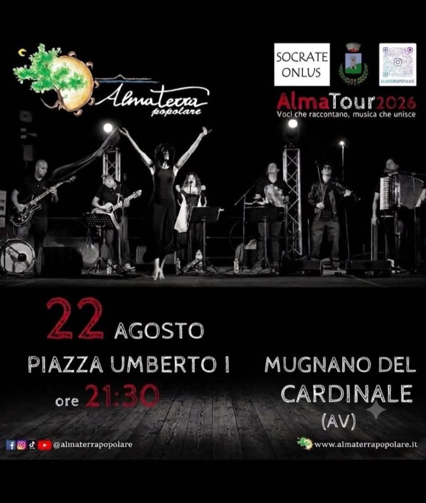 Mugnano del Cardinale, arriva l’AlmaTour 2026: musica e cultura popolare in piazza Umberto I