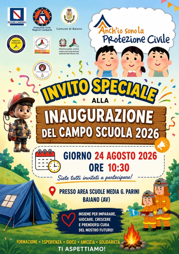 Baiano, parte il campo scuola della Protezione Civile: 30 ragazzi per una settimana tra formazione ed esperienza