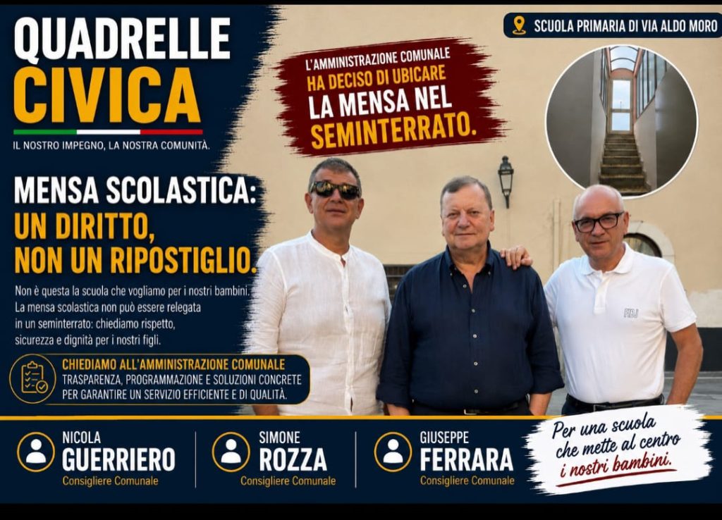 Quadrelle: mensa e refettorio nel seminterrato della Scuola Primaria, sicurezza e autorizzazioni, lAmministrazione CHIARISCA Quadrelle: mensa e refettorio nel seminterrato della Scuola Primaria, sicurezza e autorizzazioni, lAmministrazione CHIARISCA
