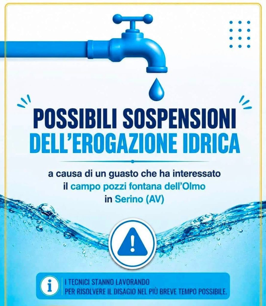 Guasto al campo pozzi di Serino, stop all’acqua in diversi comuni irpini: disagi anche nel Mandamento Guasto al campo pozzi di Serino, stop all’acqua in diversi comuni irpini: disagi anche nel Mandamento