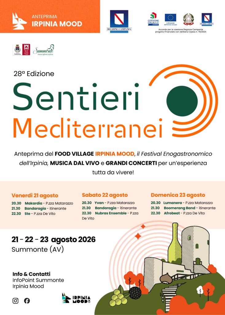 Torna la magia di Sentieri Mediterranei, tra musica e sapori d’Irpinia.