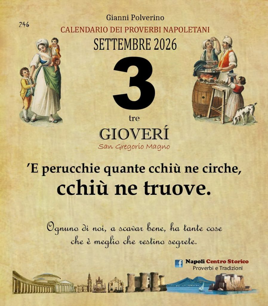 O PRUVERBIO D O JUORNO. Giovedì  3 settembre 2026