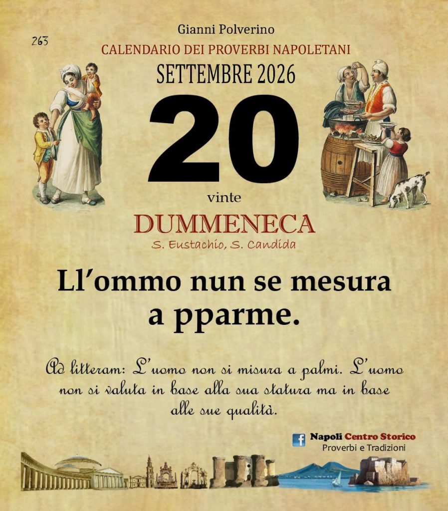 O PRUVERBIO D O JUORNO. Domenica 20 settembre 2026
