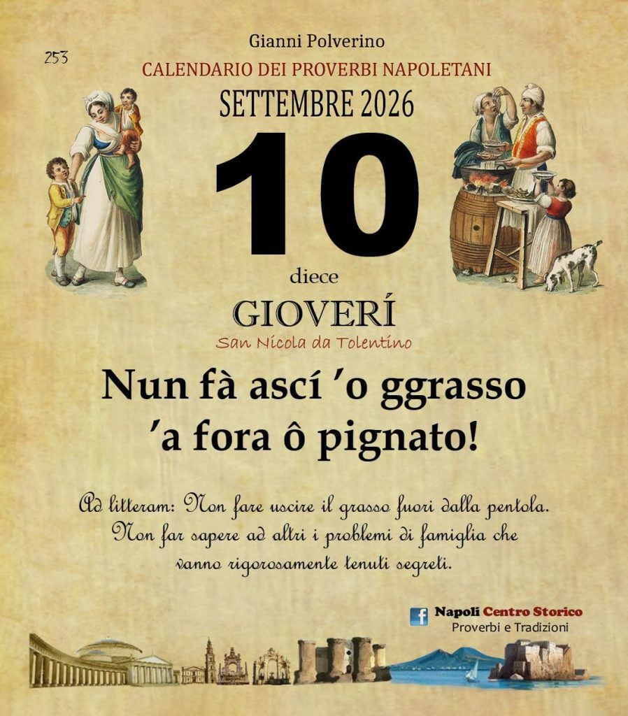 O PRUVERBIO D O JUORNO. Giovedì 10 ettembre 2026