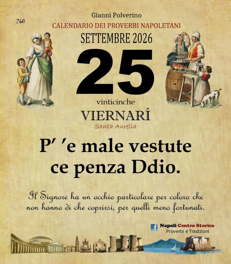 O Pruverbio d’ ‘o juorno. Venerdì 25 settembre 2026