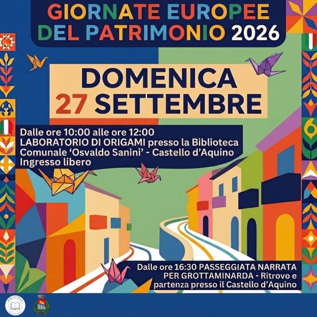 GIORNATE EUROPEE DEL PATRIMONIO 2026: GROTTAMINARDA PROTAGONISTA GIORNATE EUROPEE DEL PATRIMONIO 2026: GROTTAMINARDA PROTAGONISTA