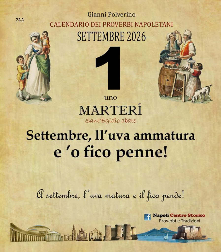 O PRUVERBIO D O JUORNO. Martedì 1 settembre 2026