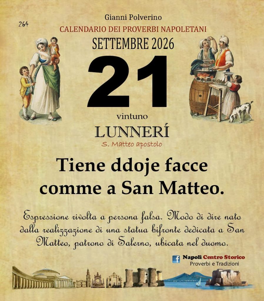 O Pruverbio d’ ‘o juorno. Lunedì 21 settembre 2026